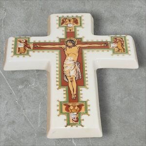 Pottery Cross Crucifix Prink Nash Jesus Saints Wall Art Saint 6.75" Tall England